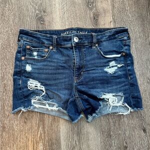 American Eagle Outfitters Women's Distressed Midi Shorts Next Level Stretch